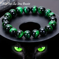 Natural Green Tiger's Eye Bracelet - Bohemian Style for Meditation & Prosperity