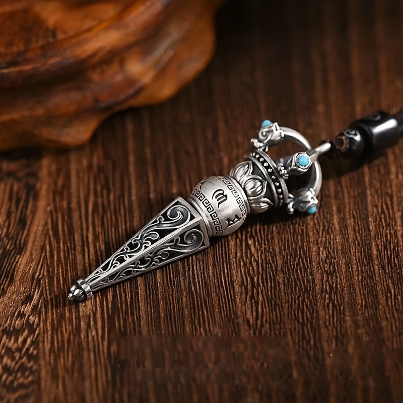 Retro Six-Character Mantra Vajra Pendant — Rotatable Spiritual Necklace for Protection, Energy Balance & Mind-Body Harmony