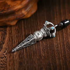 Retro Six-Character Mantra Vajra Pendant — Rotatable Spiritual Necklace for Protection, Energy Balance & Mind-Body Harmony