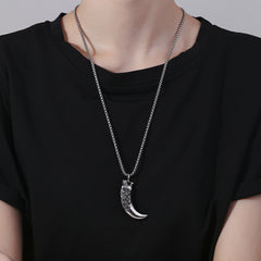 Titanium 316L Stainless Steel Wolf Tooth Pendant Necklace - Symbol of Strength & Protection