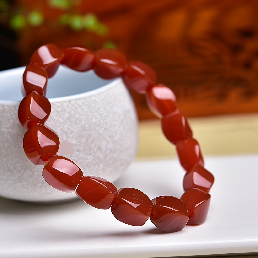 Boho Red Agate Twisted Bracelet – Natural Stone Energy for Daily Wear & Spiritual Balance