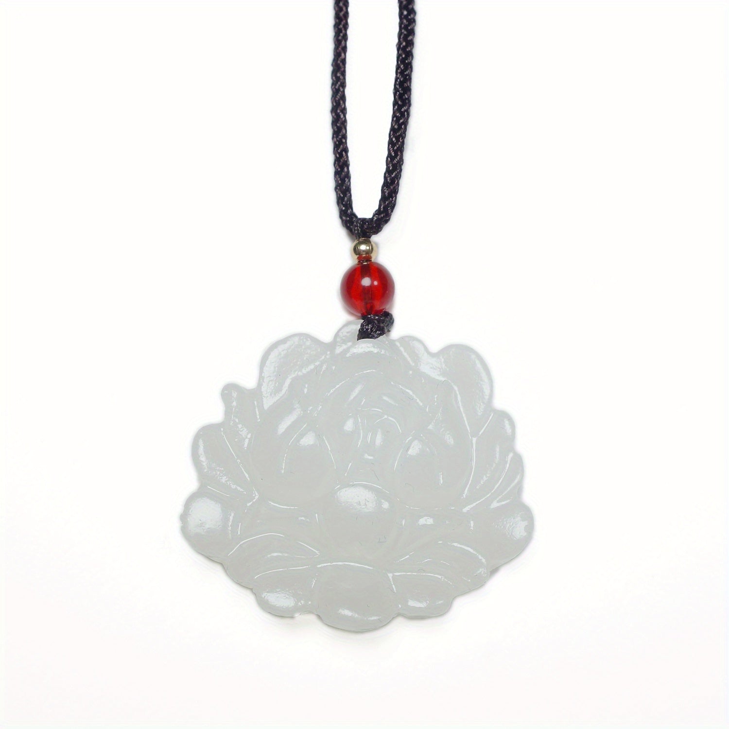 White Flower Natural Stone Pendant - Vintage Artistic Style for Harmony & Protection