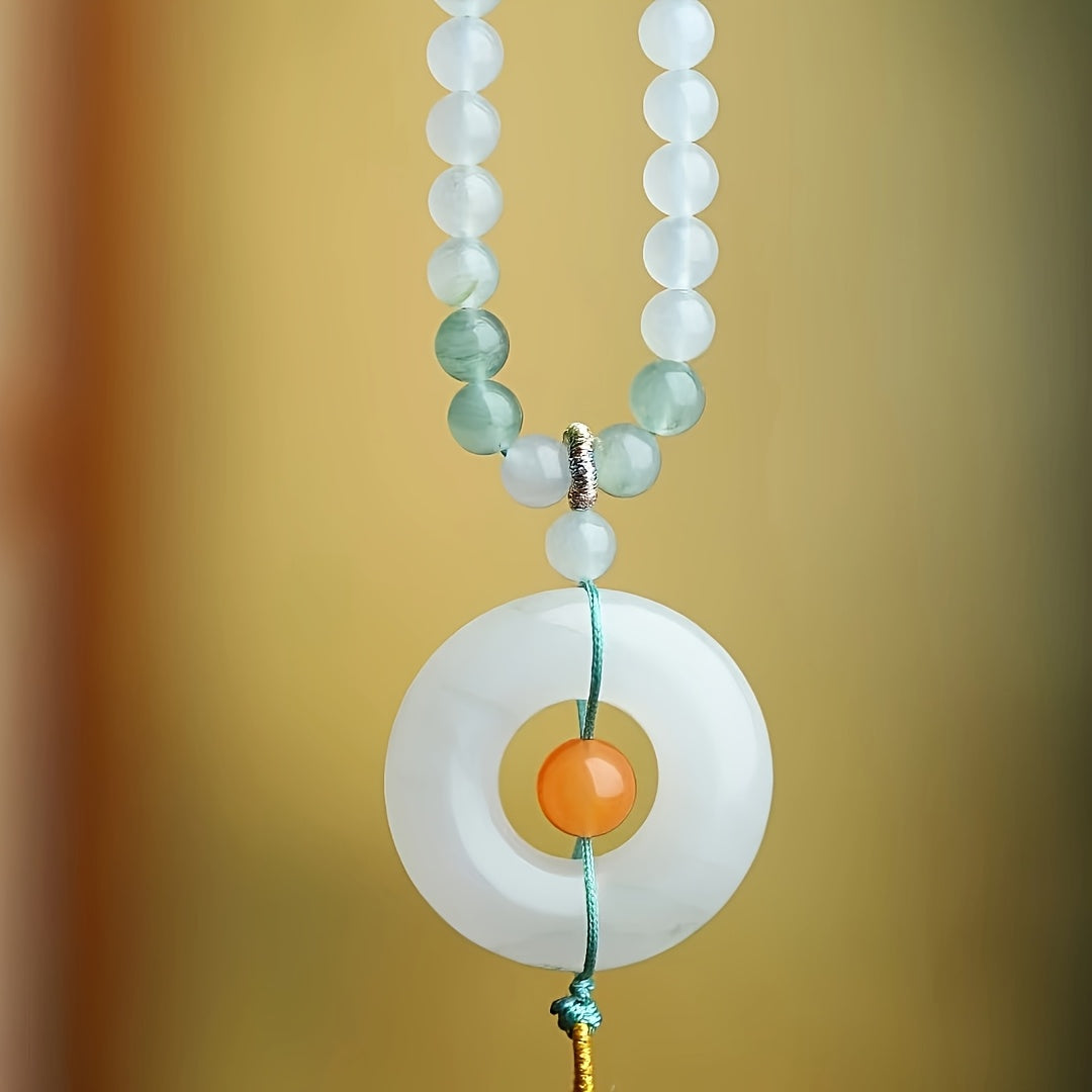 Bohemian Jade Peace Buckle Pendant for Safe Journeys, Spiritual Protection, and Elegant Style