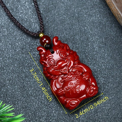 Natural Cinnabar Dragon Pendant for Luck, Protection & Vitality