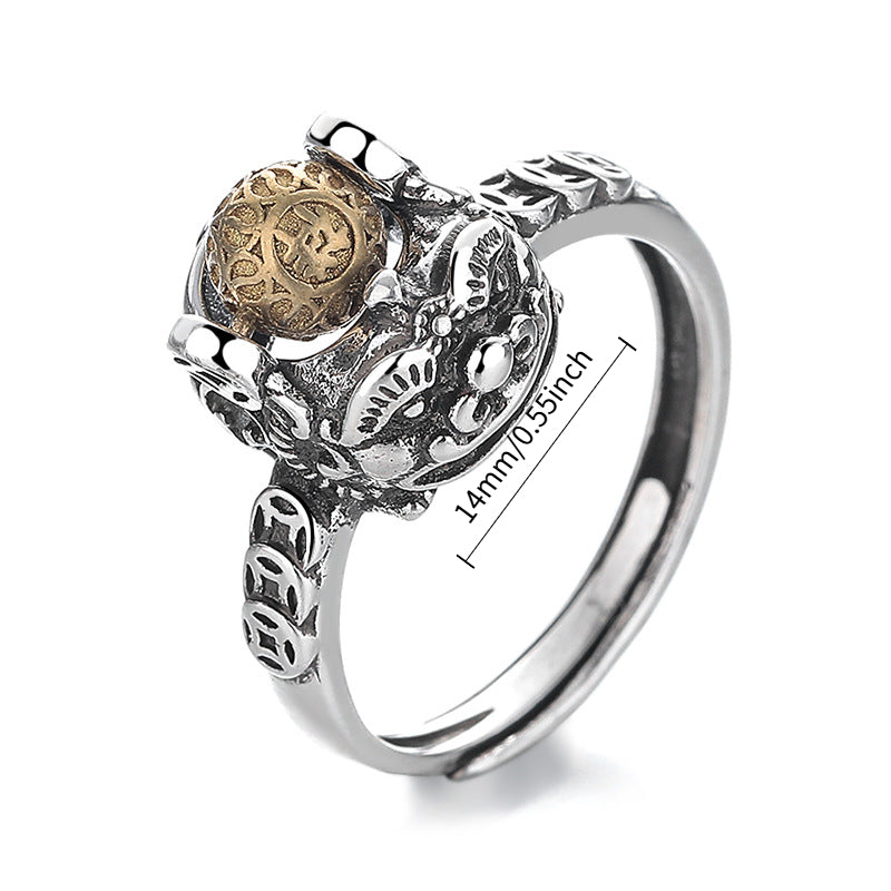 Women's & Men's Chinese Pi Xiu Lucky Charm Ring - Enhance Wealth & Protection with White Golden Plated Design