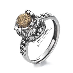 Women's & Men's Chinese Pi Xiu Lucky Charm Ring - Enhance Wealth & Protection with White Golden Plated Design