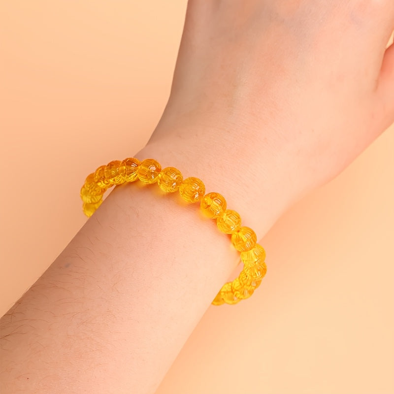 Natural Amber Beaded Bracelet for Her - Elegant Everyday Wear with Spiritual Energy