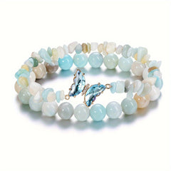 Natural Amethyst & Obsidian Butterfly Charm Bracelet - Spiritual Energy & Casual Elegance