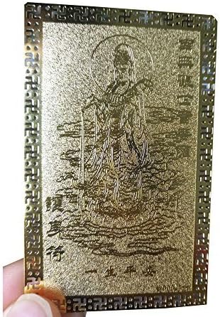 Guanyin Buddha Protection Amulet Card  Divine Blessings in Gold Carry the compassionate power of Guanyin