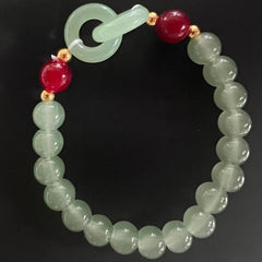 Elegant Green & White Beaded Bracelet - Harmony & Spiritual Energy