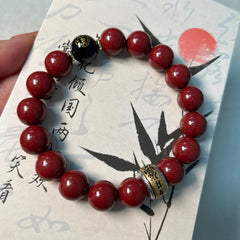 Chinese Vermilion Bead Bracelet - Natural Cinnabar Zodiac Protector for Energy & Harmony