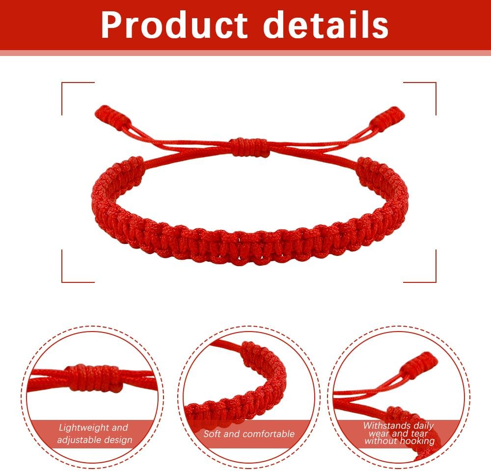 Red Protection Pulsera - Handmade Red String Bracelet for Spiritual Energy & Luck