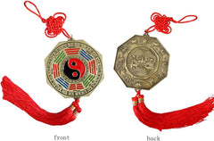 Bagua Mirror& Foo Dog Set - Sword  with Lucky Tassel Ultimate Feng Shui Protection for Home & Family
