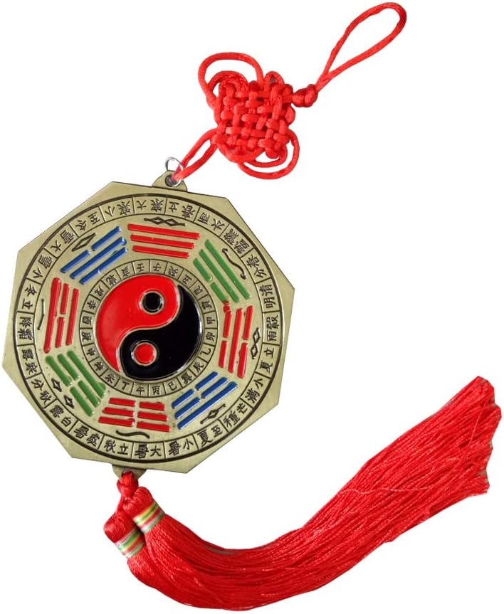 Bagua Mirror& Foo Dog Set - Sword  with Lucky Tassel Ultimate Feng Shui Protection for Home & Family