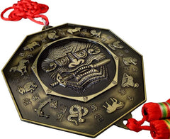 Bagua Mirror& Foo Dog Set - Sword  with Lucky Tassel Ultimate Feng Shui Protection for Home & Family