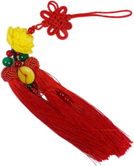 Lotus Blessing  Car Hanging Charm – Red Tassel for Wealth & Safe Travels