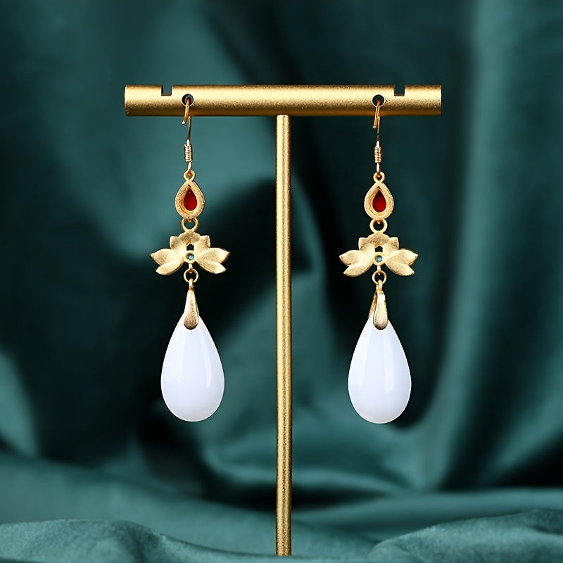 Elegant Teardrop Jade Earrings - Harmonious Energy for Daily & Special Occasions