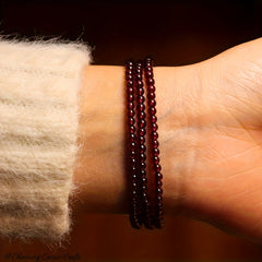 Elegant Natural Almandine Garnet Bracelet - Multi-Strand Design for January Birthstone Energy
