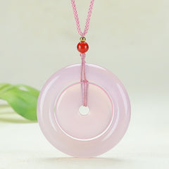 Natural Agate Peace Pendant Sweater Chain with Ice-Type Agate Stones