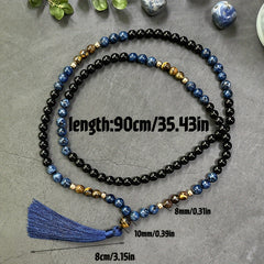 108 Natural Mala Beads with Lotus Pendant: Bohemian Jewelry for Inner Peace & Spiritual Protection