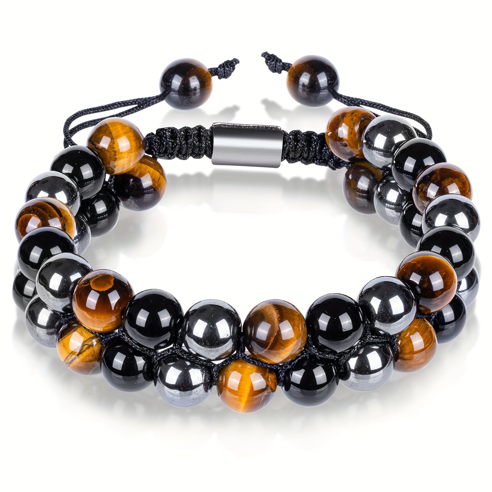 Tiger's Eye, Obsidian & Hematite 8mm Bead Bracelet - Triple Protection for Energy Balance & Spiritual Harmony