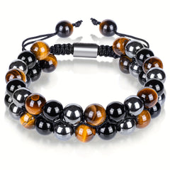 Tiger's Eye, Obsidian & Hematite 8mm Bead Bracelet - Triple Protection for Energy Balance & Spiritual Harmony