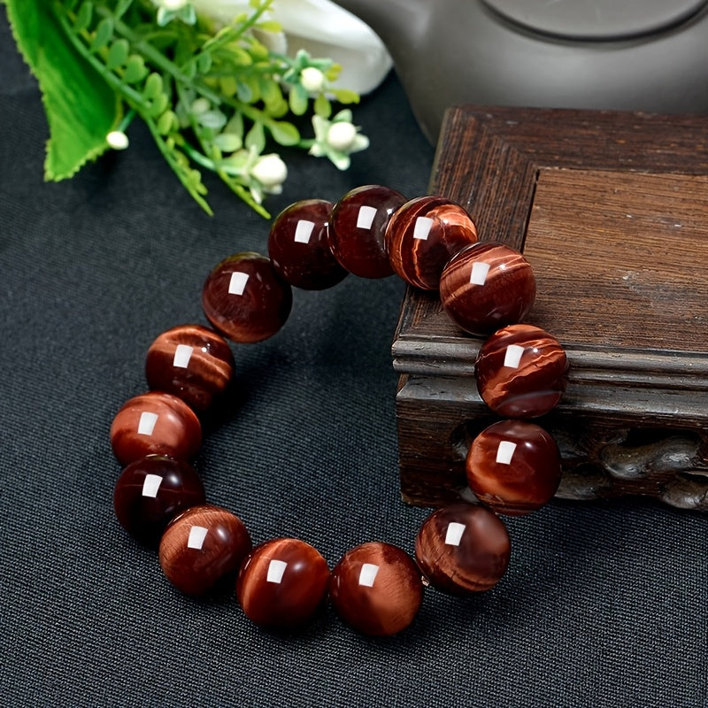 Natural Red Tiger Eye Bracelet Protection Grounding Energy August Birthstone Gift Spiritual Jewelry