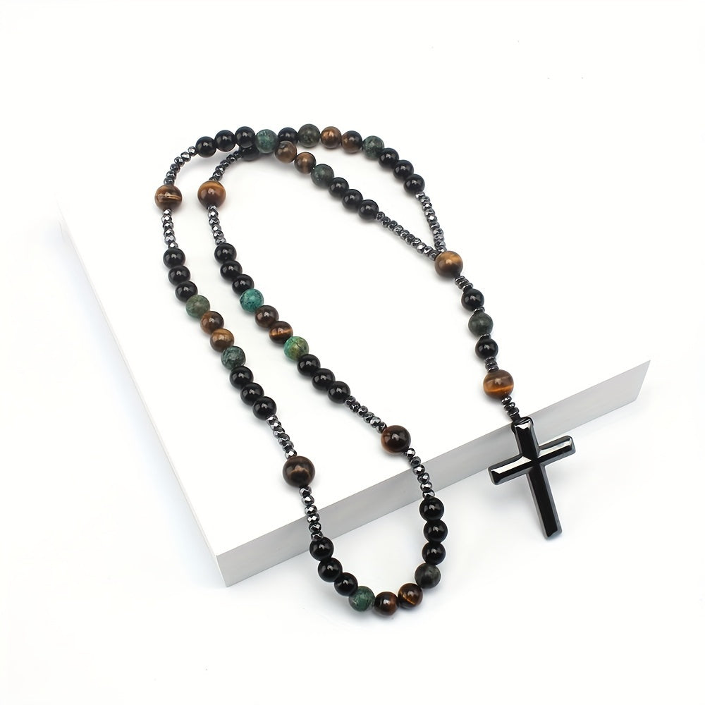 Natural Tiger Eye Cross Pendant - Spiritual Protection & Energy Healing