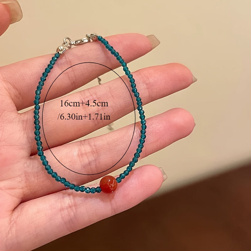 2pcs Retro Red & Green Beaded Bracelet Set - Stackable Harmony for Mother’s Day/Valentine’s Day