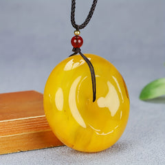 Elegant Bohemian Amber Pendant - Harmonious Energy for Creativity & Protection