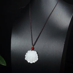 White Flower Natural Stone Pendant - Vintage Artistic Style for Harmony & Protection