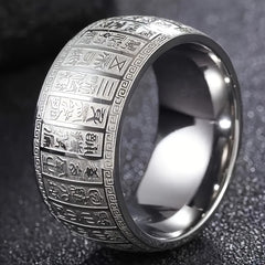 Luxurious Retro Tungsten Steel Ring with Golden Surface - Spiritual Energy & Prosperity Symbolism