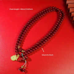 Cinnabar Bead Bracelet - Dragon Year Prosperity & Energy Talisman