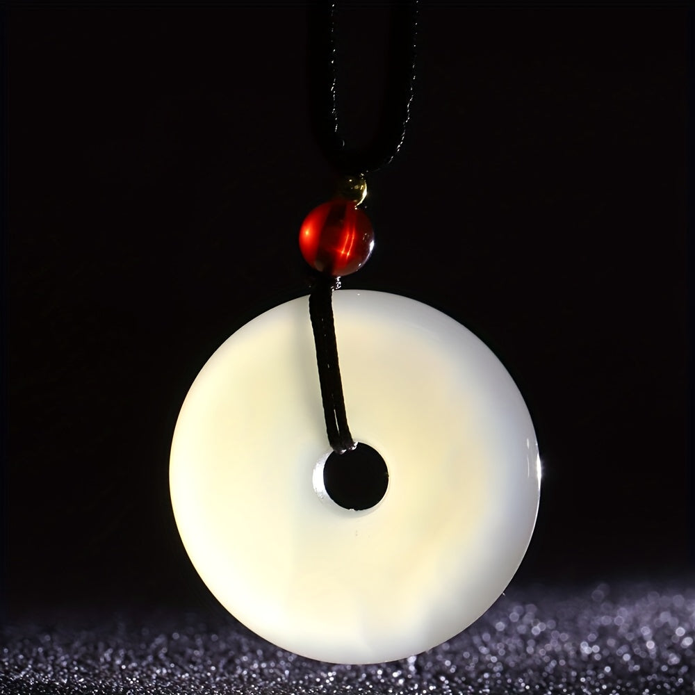 Bohemian Agate Peace Pendant Necklace - White Stone Energy for Casual Wear & Gifting