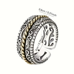Men's Adjustable Silver Plated Ring – Retro Punk Style with Protective Energy
