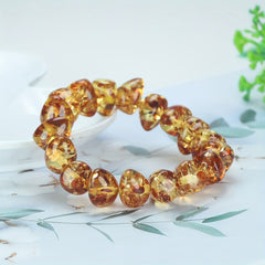 Unisex Irregular Amber Bracelet for Grounding, Vitality, and Emotional Balance