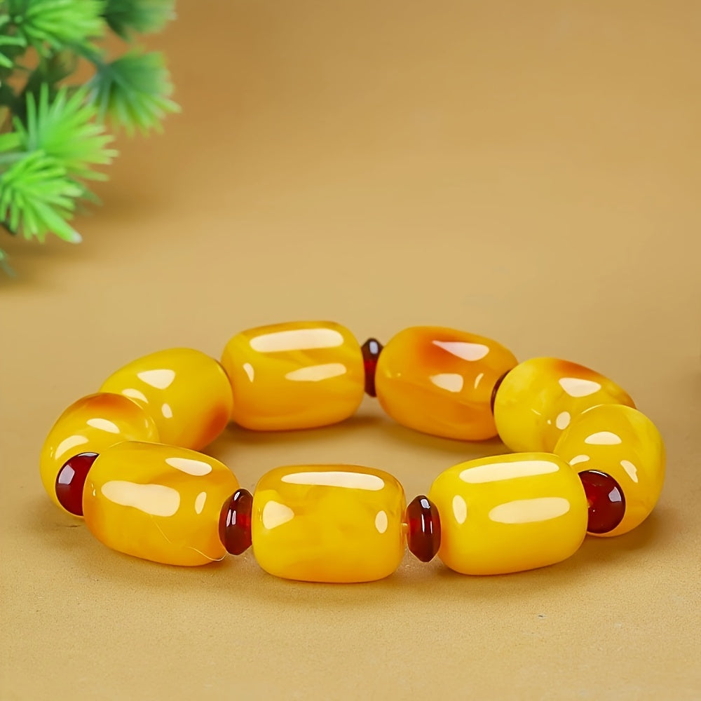 Men's Fluorescent Floating Salt Amber Bracelet Chicken Oil Yellow Honey Wax for Energy Balance & Style
