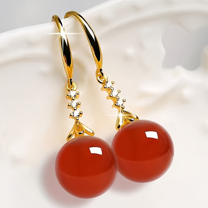 Golden Agate Dangle Earrings: Chinese Court Style for Spiritual Harmony & Everyday Elegance
