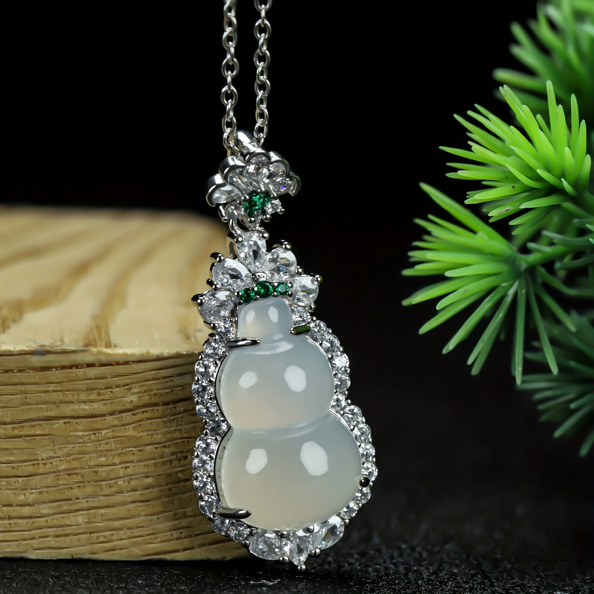 Elegant High-Ice Transparent Gourd Pendant Necklace for Women with Calming Energy & Spiritual Protection