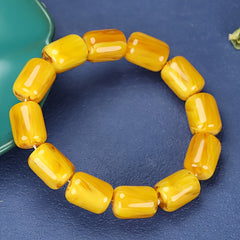 Natural Amber-like Bead Bracelet - Golden Yellow Energy for Daily Wear & Protection