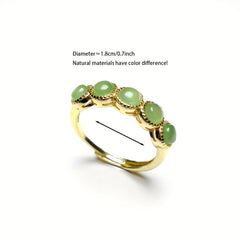 Elegant Green Gemstone Ring for Men Women Couple with Natural Energy Protection