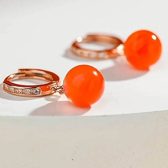 South Red Agate Dangle Earrings - 8-9mm S925 Silver for Harmony & Protection - Gift Box Included