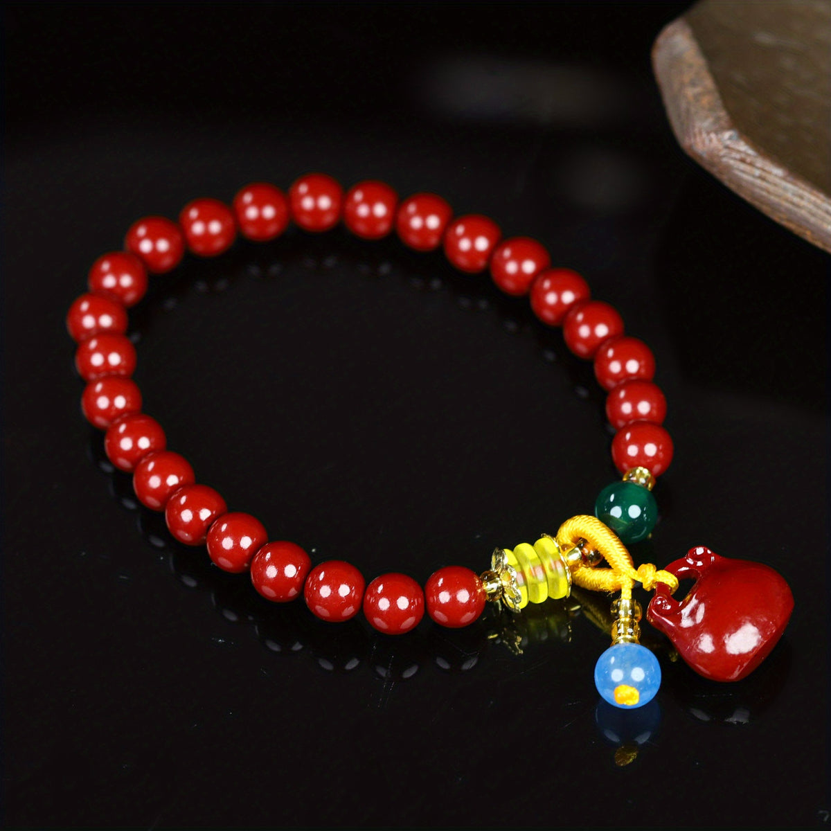 Elegant Cinnabar Bracelet - Good Luck Charm & Wealth Energy