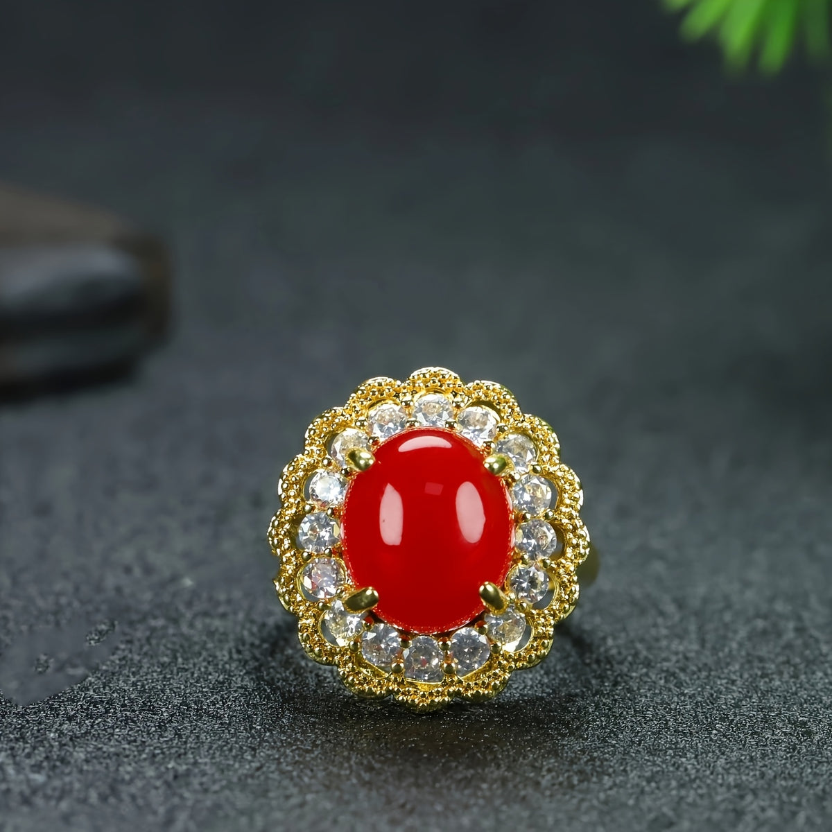Elegant Red Agate Open Ring for Passion, Confidence, and Royal Style