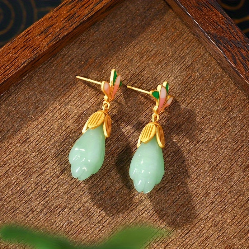 New Chinese National Style Enamel Earrings - Ancient Design with Healing Energy