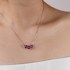 Purple Crystal Pendant Necklace - S925 Silver Harmony & Protection Talisman