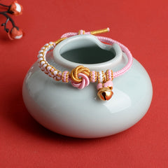 Finished Mandala Knot Bracelet - Lucky Blue & Gold Weaving Rope for Harmony & Creativity