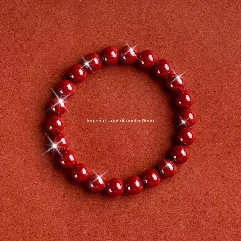 Natural Cinnabar Bracelet - Zodiac Year Purple Golden Sand Fortune Beads for Energy & Protection