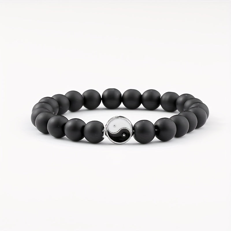 Ethnic-Inspired Black & White Beaded Bracelet - Artisanal Energy Bracelet for Daily Wear and Spiritual Connection