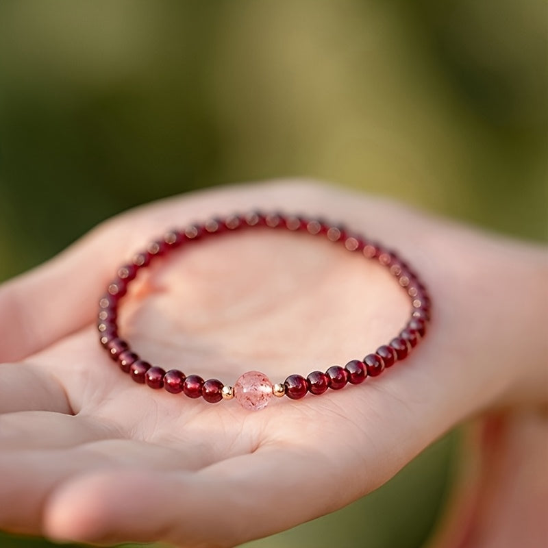 Luxury Red Pomegranate Beaded Bracelet - Energy Harmony & Prosperity
